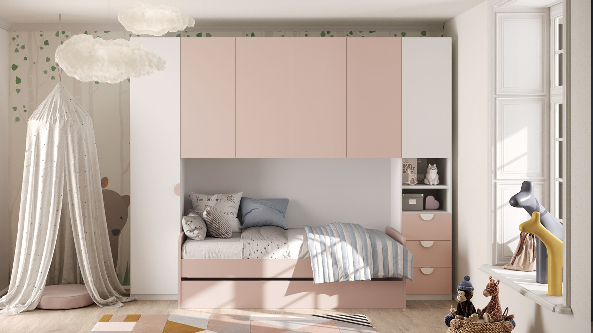 1786-639010rpb Cameretta a ponte JUNIOR rosa - immagine 1